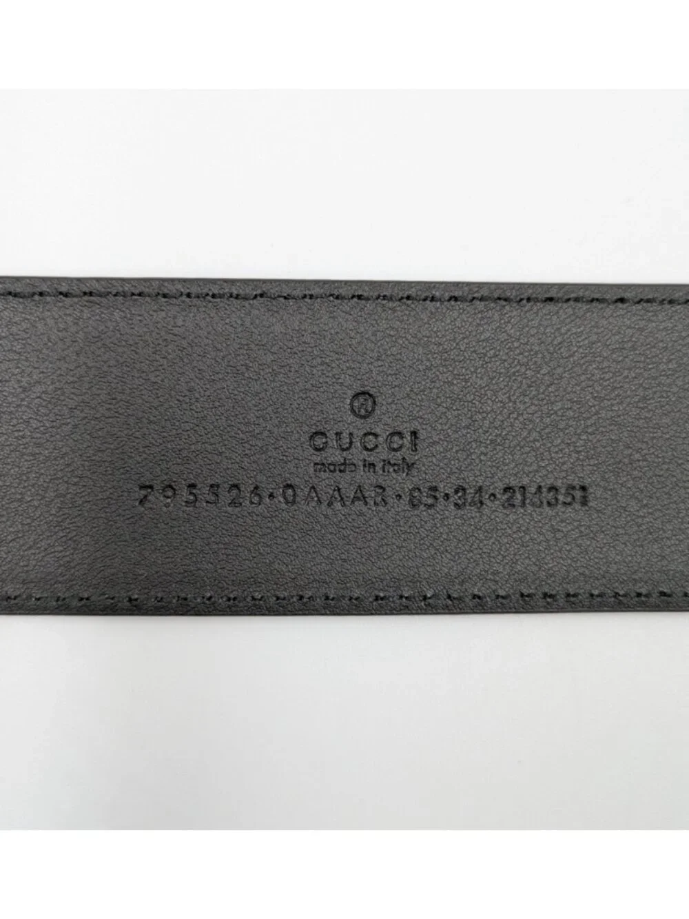 Gucci Men’s Plutone W40mm Calfskin Geometric Double G Belt Black 85cm 795526